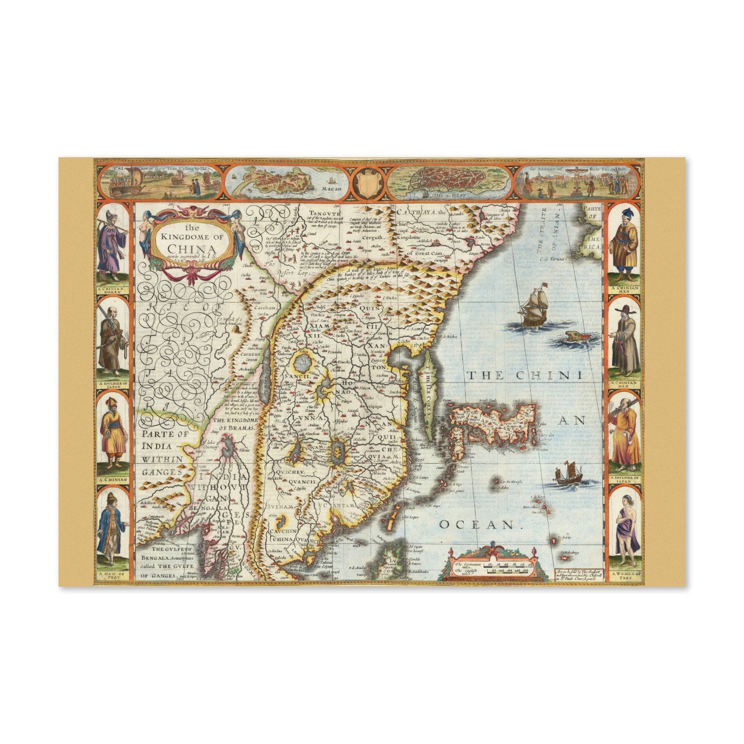 Kingdom of China 1626 Map vintage print
